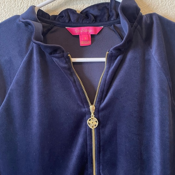LILLY PULITZER Jayla Velour Ruffle Zip Jacket - Picture 6 of 6